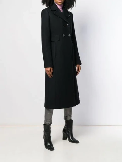 Shop Pinko Patent Trim Double Breasted Coat In Z99 Black