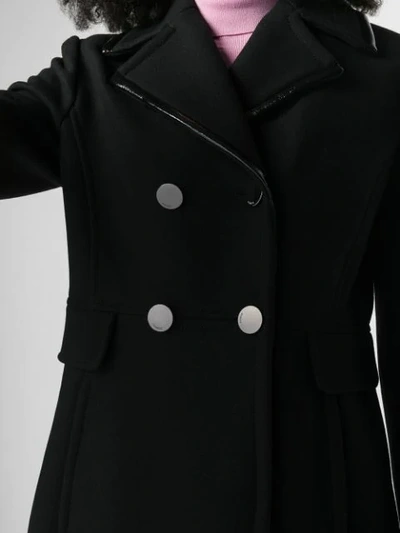 Shop Pinko Patent Trim Double Breasted Coat In Z99 Black
