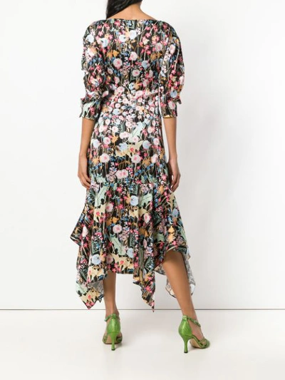 Shop Peter Pilotto Floral Boatneck Dress In Black