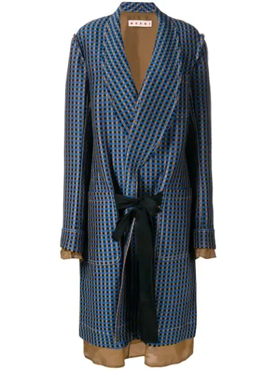 Shop Marni Single-breasted Geometric Coat In Blue