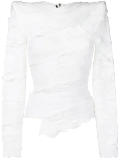 Shop Balmain Structured Bandage Effect Blouse In White
