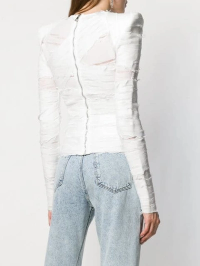 Shop Balmain Structured Bandage Effect Blouse In White