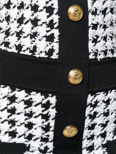 Shop Balmain Pied De Poule Dress With Buttons In Black&white