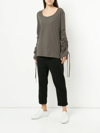 Shop Taylor Gathered Sleeves Blouse In Grey