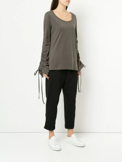 Shop Taylor Gathered Sleeves Blouse In Grey