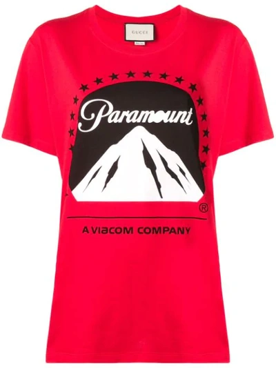 Shop Gucci Paramount Logo T-shirt In Red