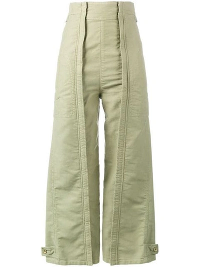 Shop Chloé High-waisted Trousers In Green