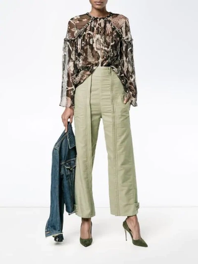 Shop Chloé High-waisted Trousers In Green