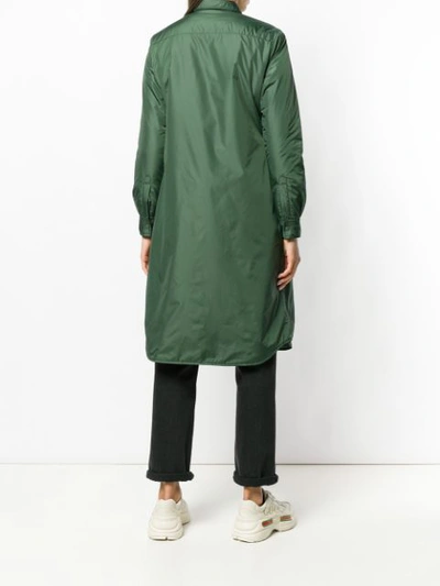 Shop Aspesi Long Buttoned Raincoat - Green
