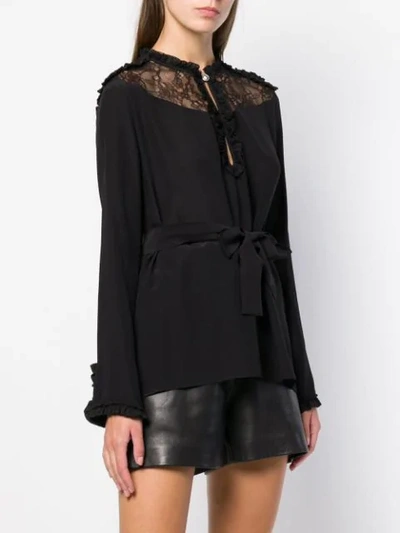Shop Pinko Lace Panel Blouse In Black