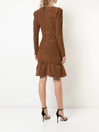 Shop Patbo Long Sleeve Lurex Dress In Brown