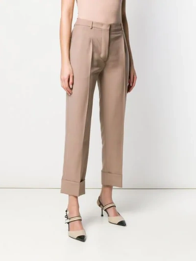 Shop Prada Turn-up Tailored Trousers In Neutrals