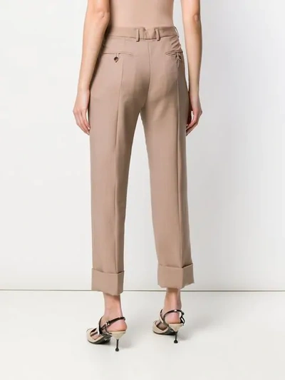 Shop Prada Turn-up Tailored Trousers In Neutrals
