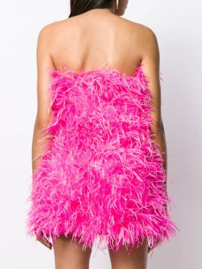 Shop Attico Feather Mini Dress In Pink