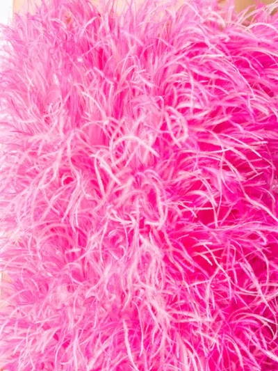 Attico Strapless Bead And Feather-embellished Cotton Mini Dress In Pink