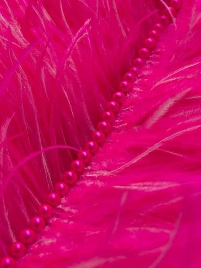 Attico Strapless Bead And Feather-embellished Cotton Mini Dress In Pink