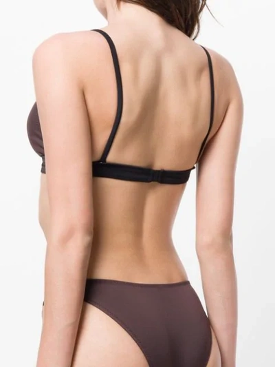 Shop Solid & Striped Triangle Bikini Top In Brown