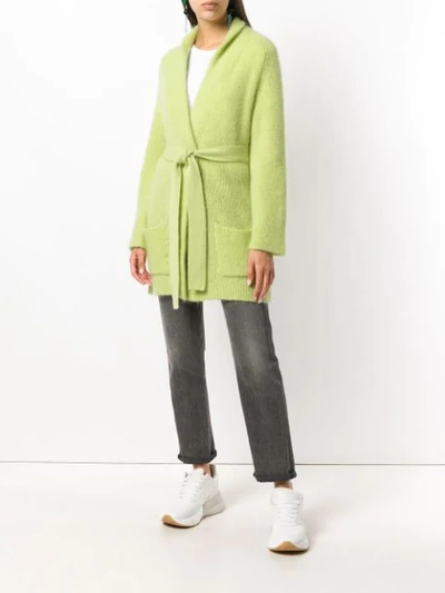 Shop Laneus Belted Cardi-coat In Green