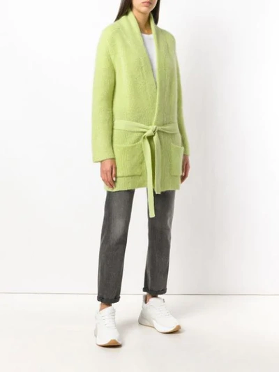 Shop Laneus Belted Cardi-coat In Green