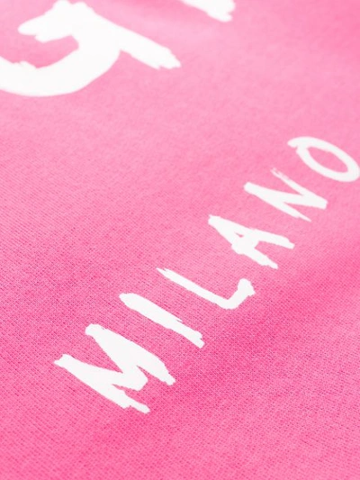 Shop Msgm Logo Print Sweater Dress In Pink