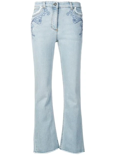Shop Etro Slim Bootcut Jeans In Blue