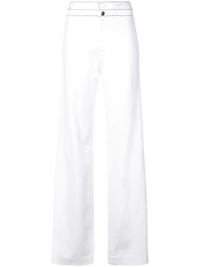 Shop Josie Natori High-waist Flared Jeans In White