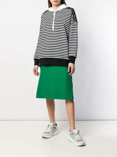 Shop N°21 Striped Embellished Hoodie In White