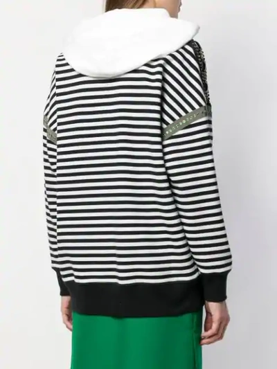 Shop N°21 Striped Embellished Hoodie In White