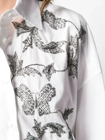 Shop Ermanno Scervino Embroidered Poplin Shirt In White
