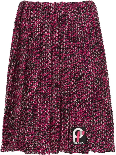 Shop Prada Pleated Knickerbocker Fabric Skirt In Pink