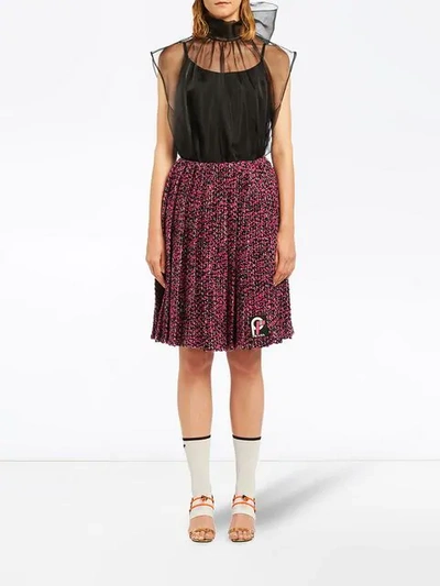 Shop Prada Pleated Knickerbocker Fabric Skirt In Pink