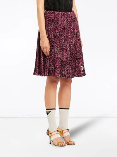 Shop Prada Pleated Knickerbocker Fabric Skirt In Pink