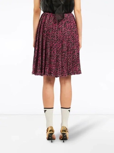 Shop Prada Pleated Knickerbocker Fabric Skirt In Pink