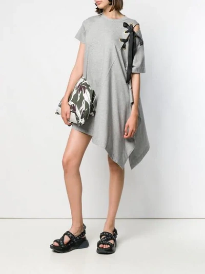 Shop Sacai Asymmetric T-shirt Dress - Grey