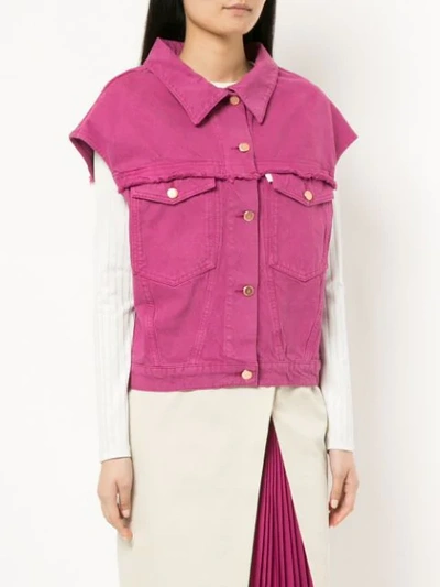 Shop Aalto Sleeveless Denim Jacket In Pink