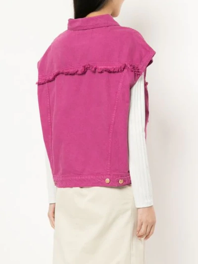 Shop Aalto Sleeveless Denim Jacket In Pink