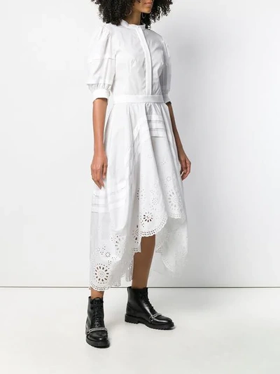 Shop Alexander Mcqueen Broderie Anglaise Midi Dress In White