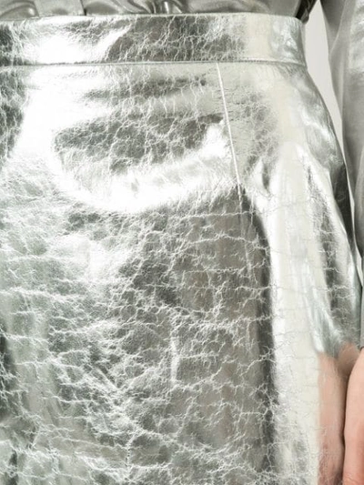 Polo Ralph Lauren Cracked Effect Straight Skirt In Metallic