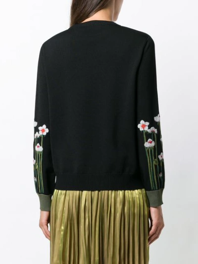 Shop Red Valentino Embroidered Sleeves Sweater - Black