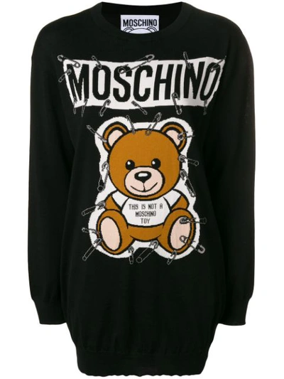 Shop Moschino Ready To Bear Knit Dress - Black