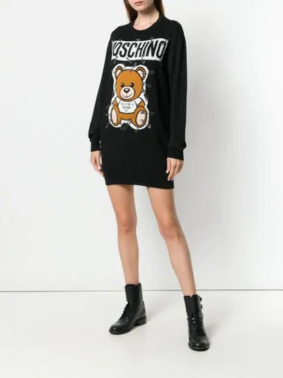 Shop Moschino Ready To Bear Knit Dress - Black