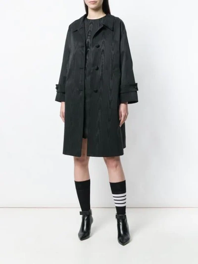 Shop Thom Browne Moire Tracee Bow Back Overcoat In Black