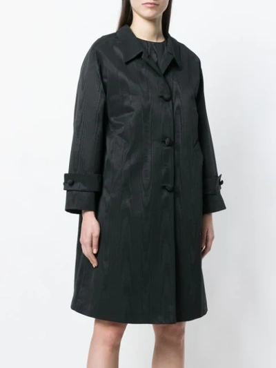 Shop Thom Browne Moire Tracee Bow Back Overcoat In Black