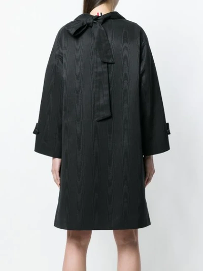 Shop Thom Browne Moire Tracee Bow Back Overcoat In Black