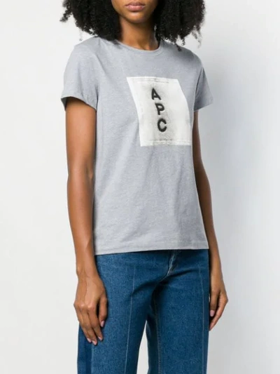 Shop Apc Contrast Logo T-shirt In Grey