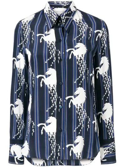 Shop Chloé Horse-print Shirt In Blue