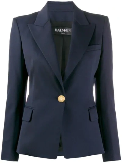 Shop Balmain Single-breasted Tailored Blazer In Blue