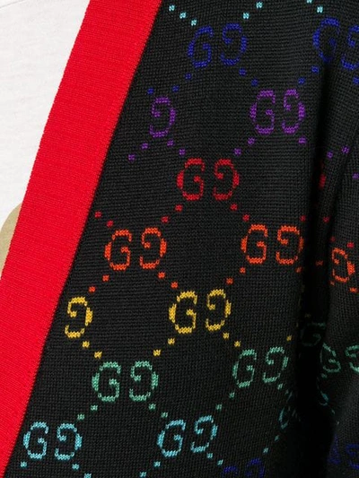 Shop Gucci Knit Logo Print V-neck Cardigan In 1082 - Black/multi