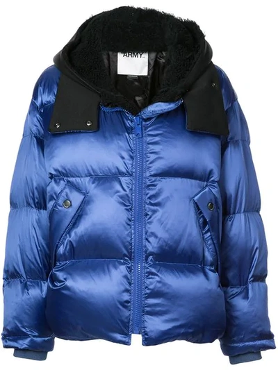 Shop Yves Salomon Oversize Shearling Down-jacket In Blue