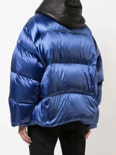 Shop Yves Salomon Oversize Shearling Down-jacket In Blue